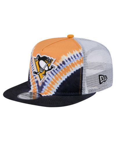 Мужская кепка New Era Black/Gold Pittsburgh Penguins Throwback V-Dye Adjustable Golfer Hat
