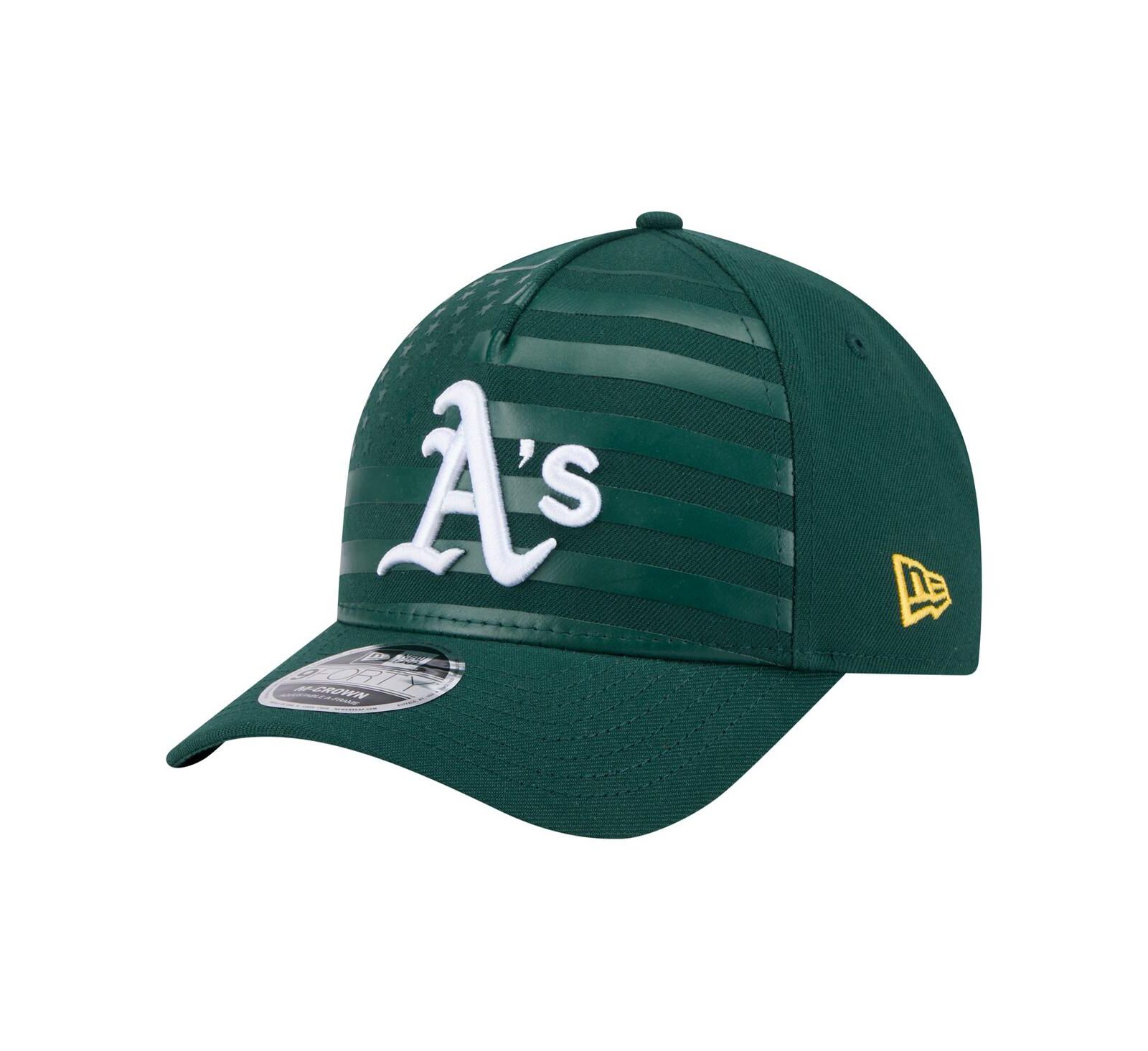New Era Men's Green Athletics American Flag 9FORTY M-Crown A-Frame Adjustable Hat