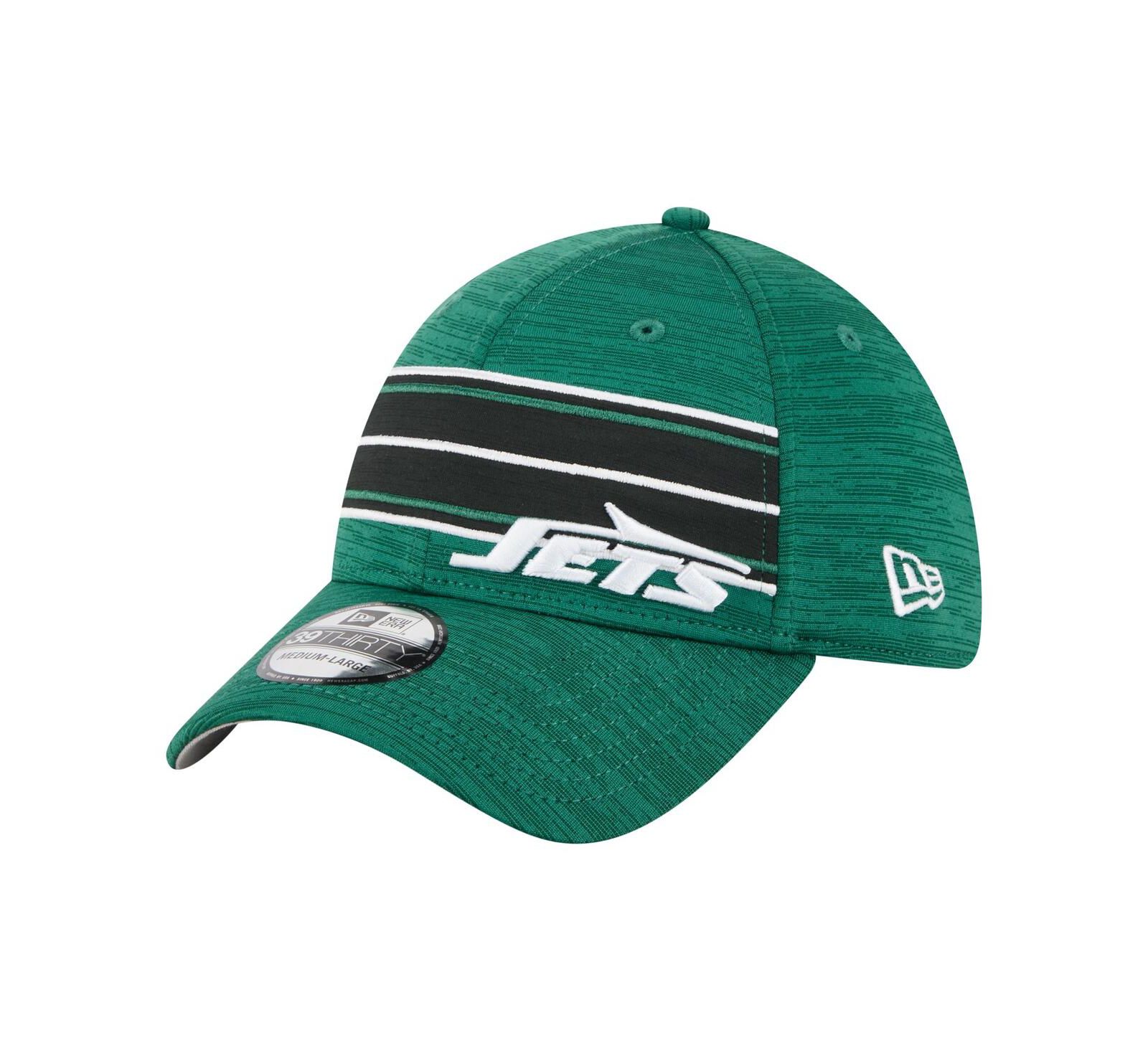 Мужская кепка New Era Green New York Jets Stripes 39THIRTY Flex