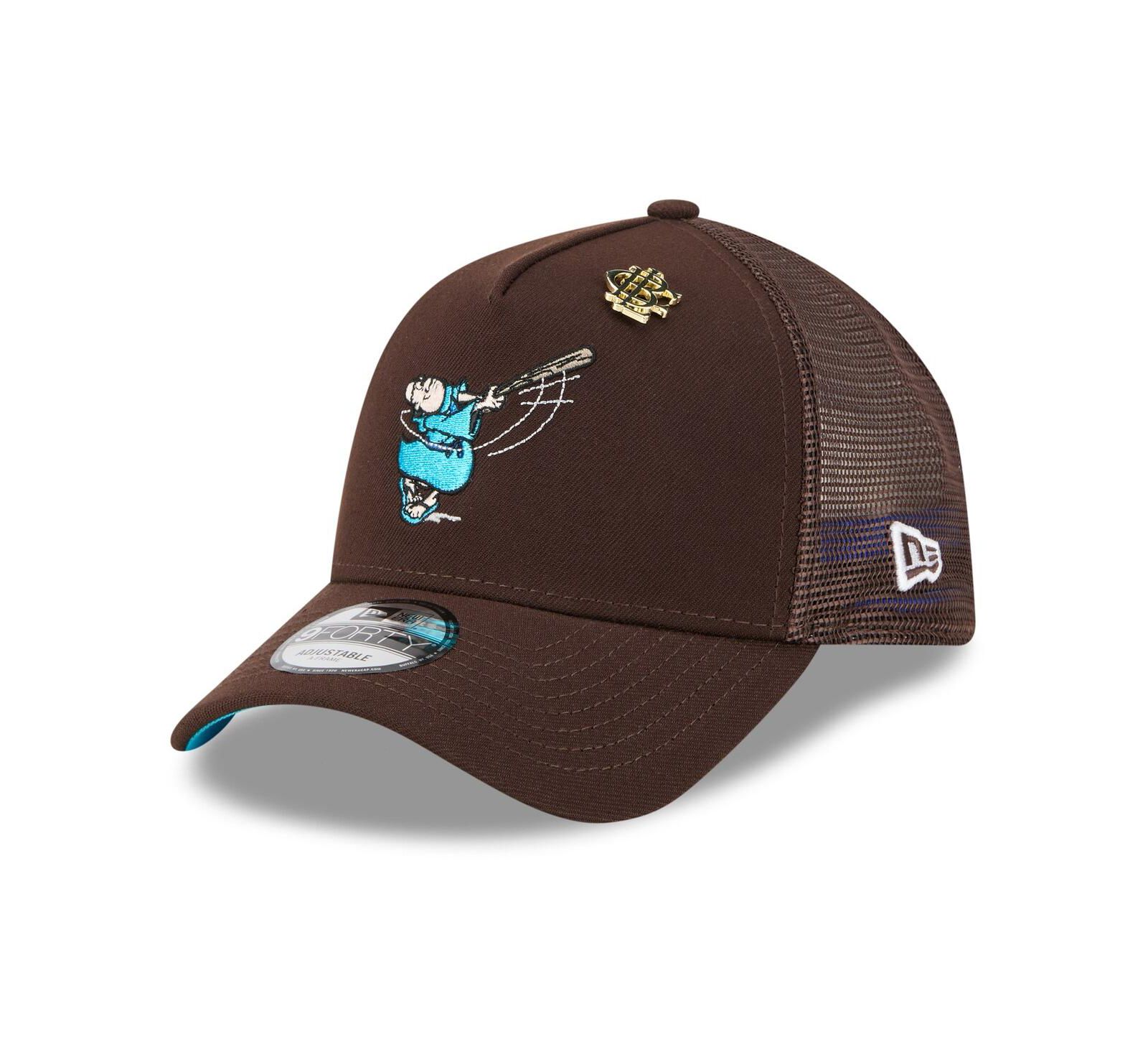 Мужская кепка New Era San Diego Padres 2025 Big League Chew A-Frame 9FORTY Adjustable Trucker Hat, коричневая