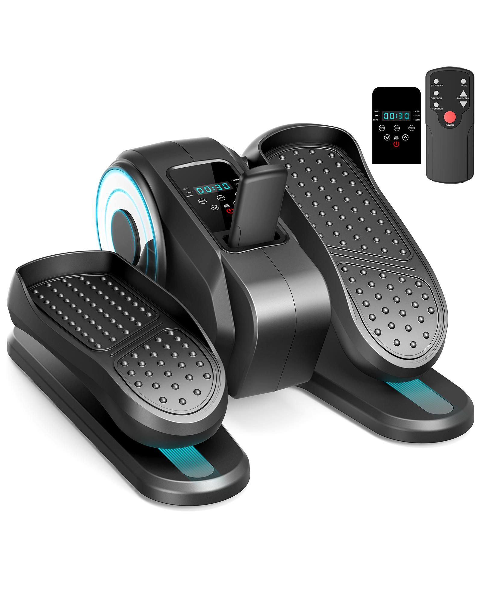 Under Desk Elliptical Machine Pedal Exerciser 12 Speeds with Remote & Display for Seniors & Office