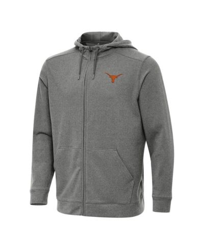 Antigua Men's Heather Black Texas Longhorns Effortless Full-Zip Hoodie Jacket