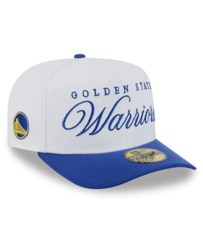 New Era Men's White/Royal Golden State Warriors 2025 NBA Draft A-Frame 59FIFTY Fitted Hat