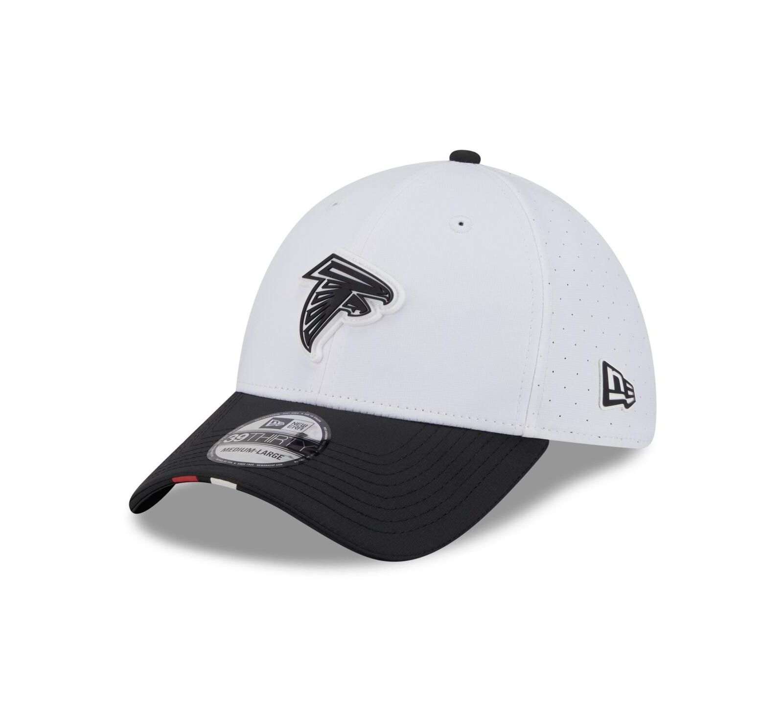 New Era Men's White/Black Atlanta Falcons 2025 NFL Training Camp 39THIRTY Flex Hat