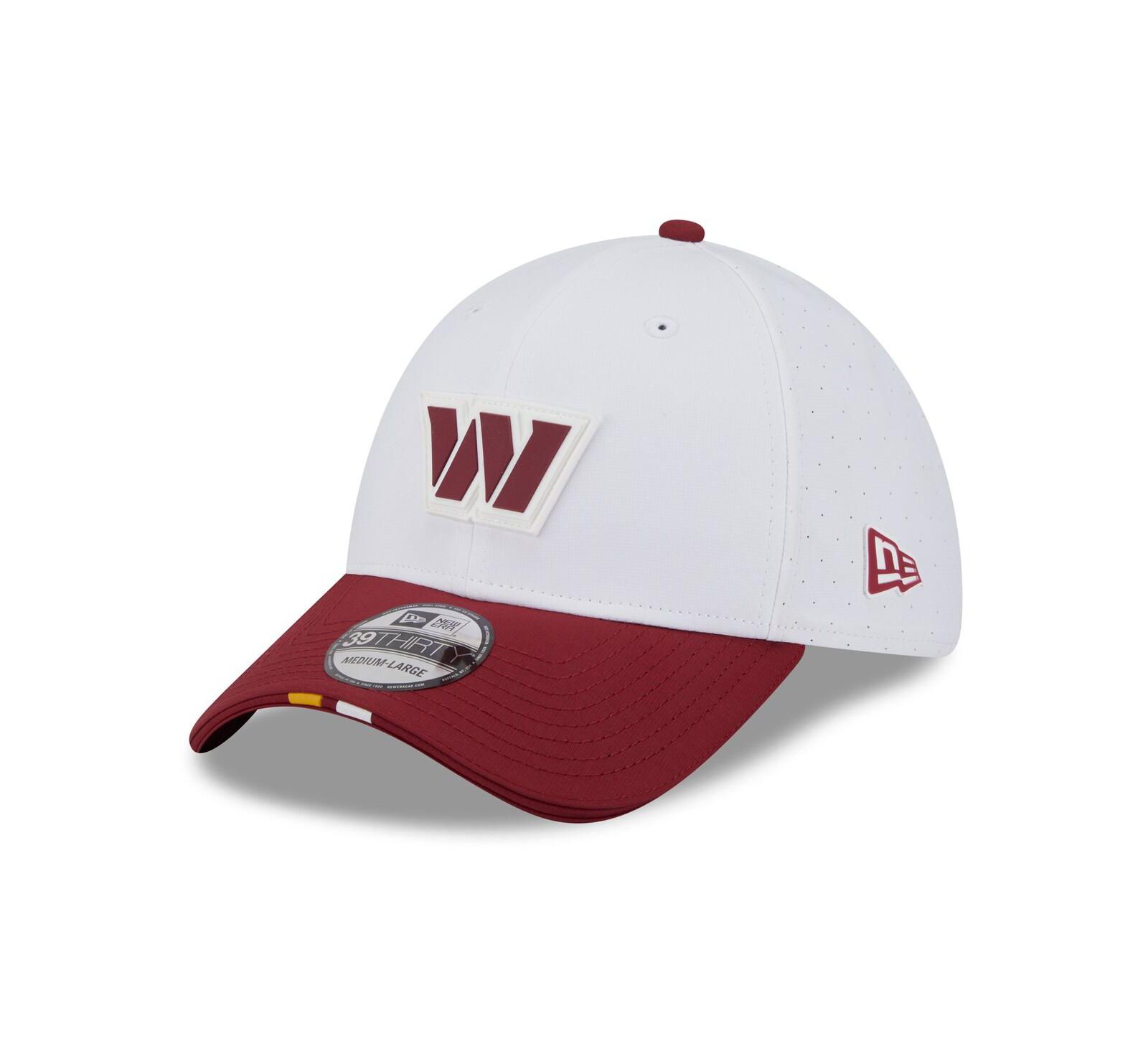 New Era Мужская кепка Washington Commanders 2025 NFL Training Camp 39THIRTY Flex, белая/бордовая