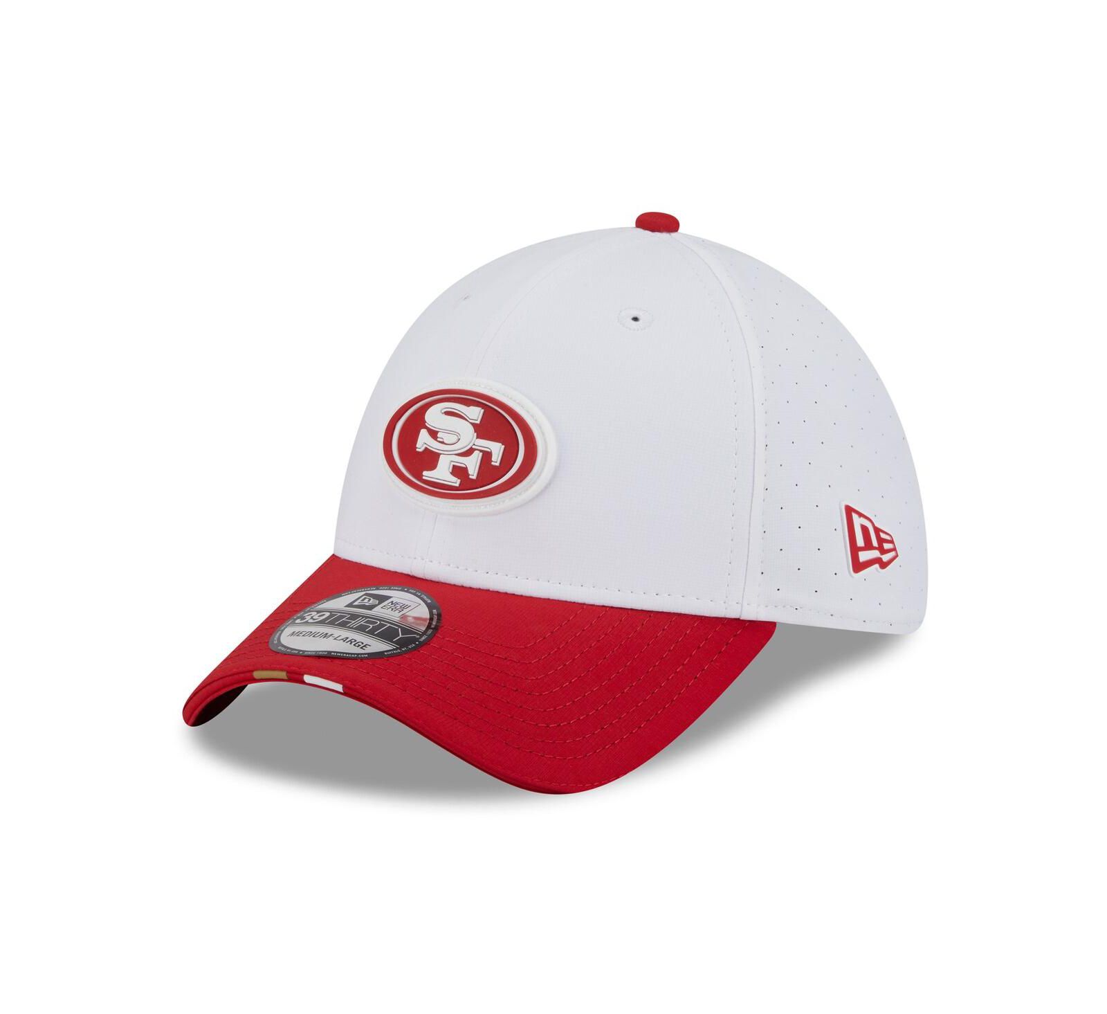 New Era Men's White/Scarlet San Francisco 49ers 2025 NFL Training Camp 39THIRTY Flex Hat