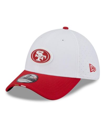 Мужская кепка New Era White/Scarlet San Francisco 49ers 2025 NFL Training Camp 39THIRTY Flex