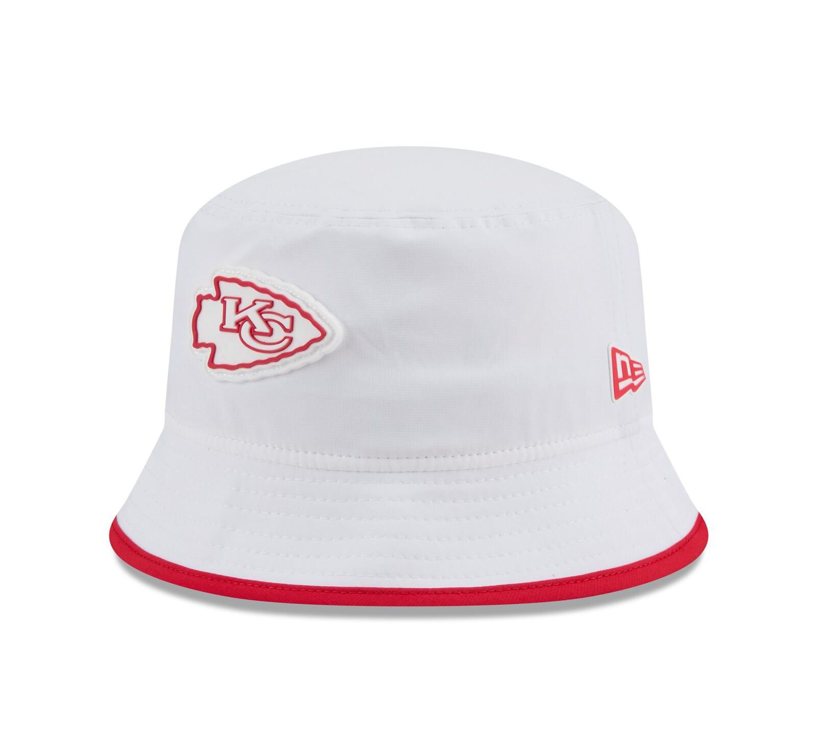 New Era Men's White Kansas City Chiefs 2025 NFL Training Camp Stretch Bucket Hat