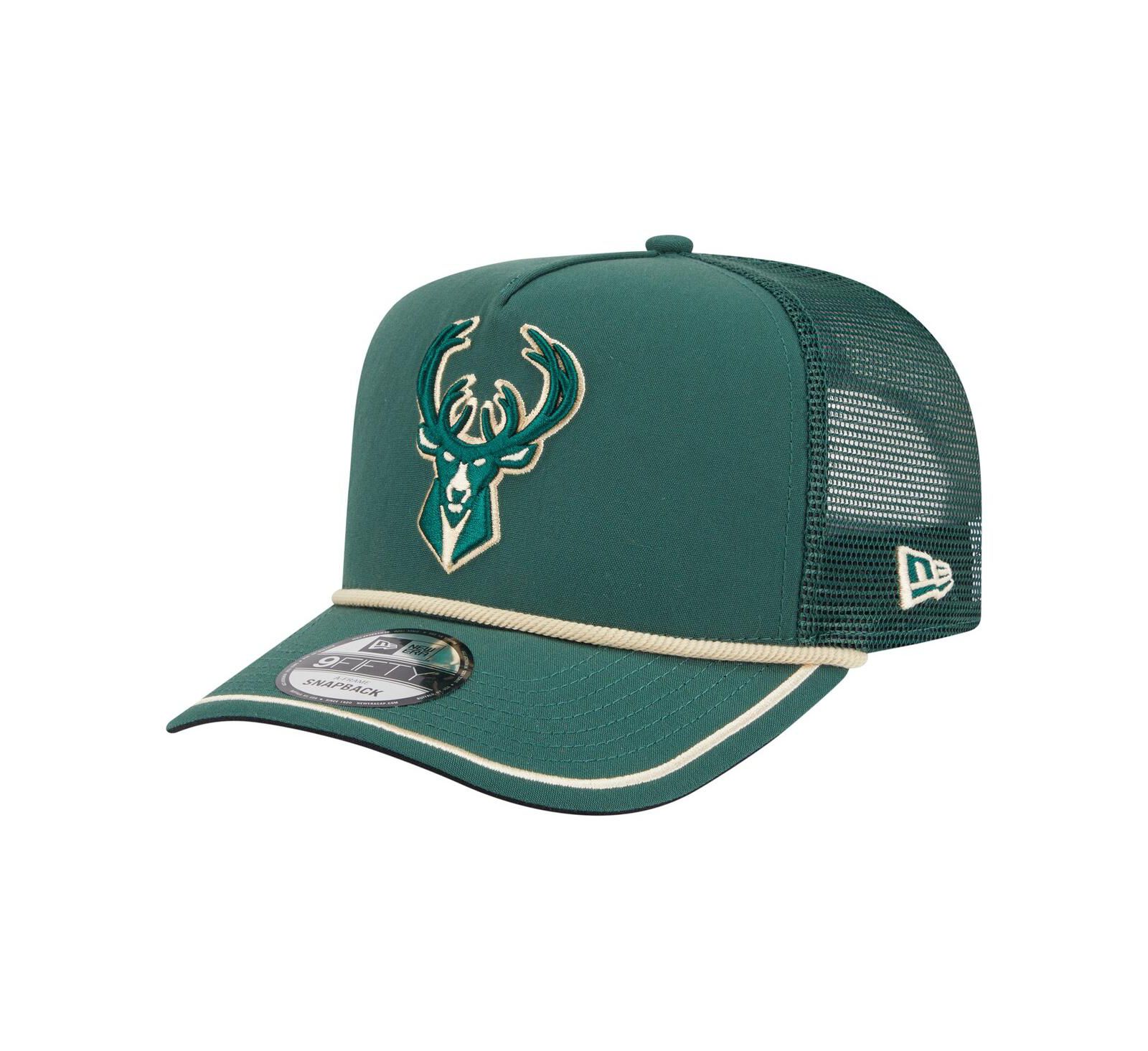 Мужская кепка New Era Milwaukee Bucks Vintage Team Rope A-Frame 9FIFTY Snapback Hunter Green