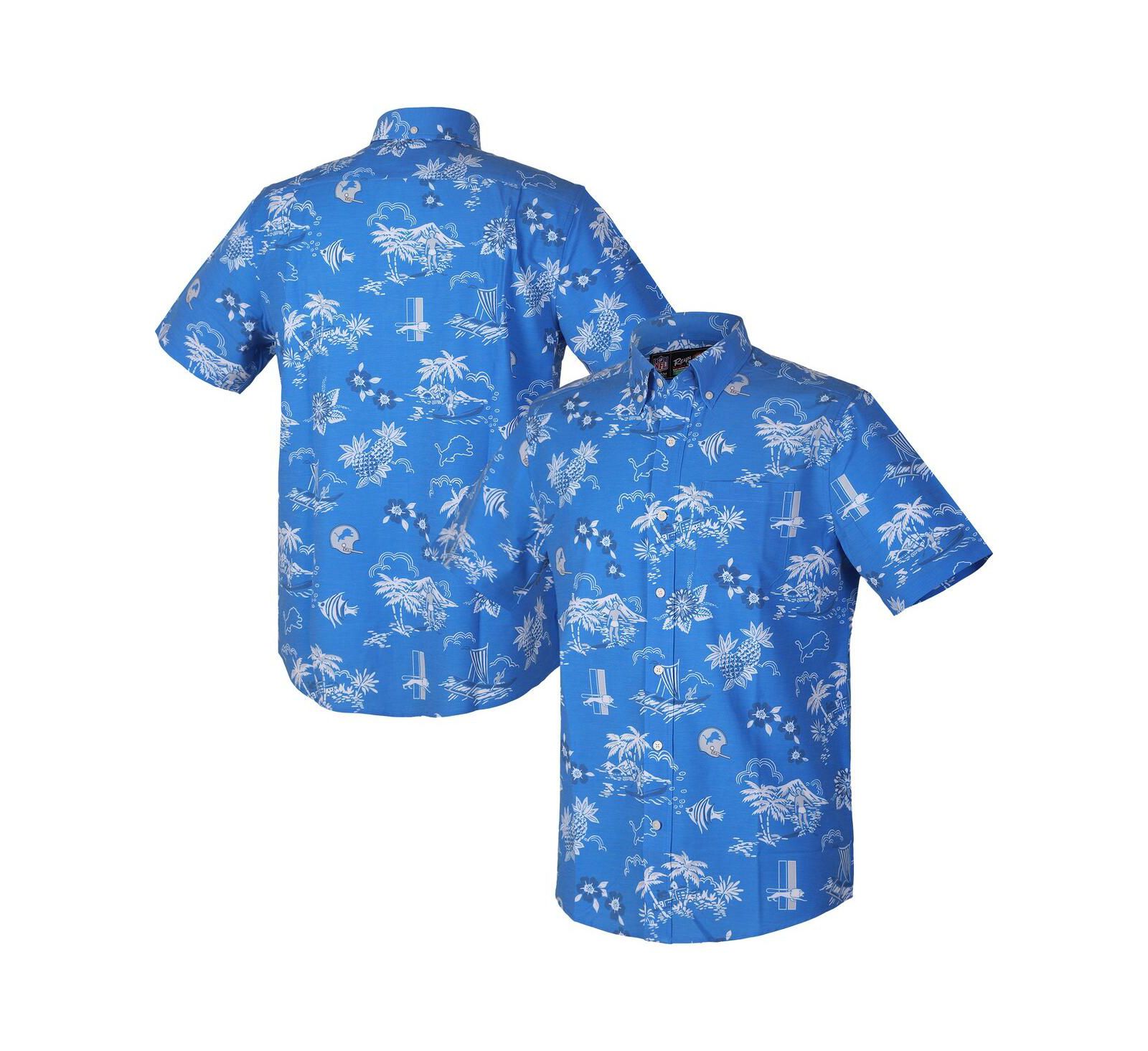 Reyn Spooner Men's Blue Detroit Lions Throwback Kekai Performance Button-Down Shirt