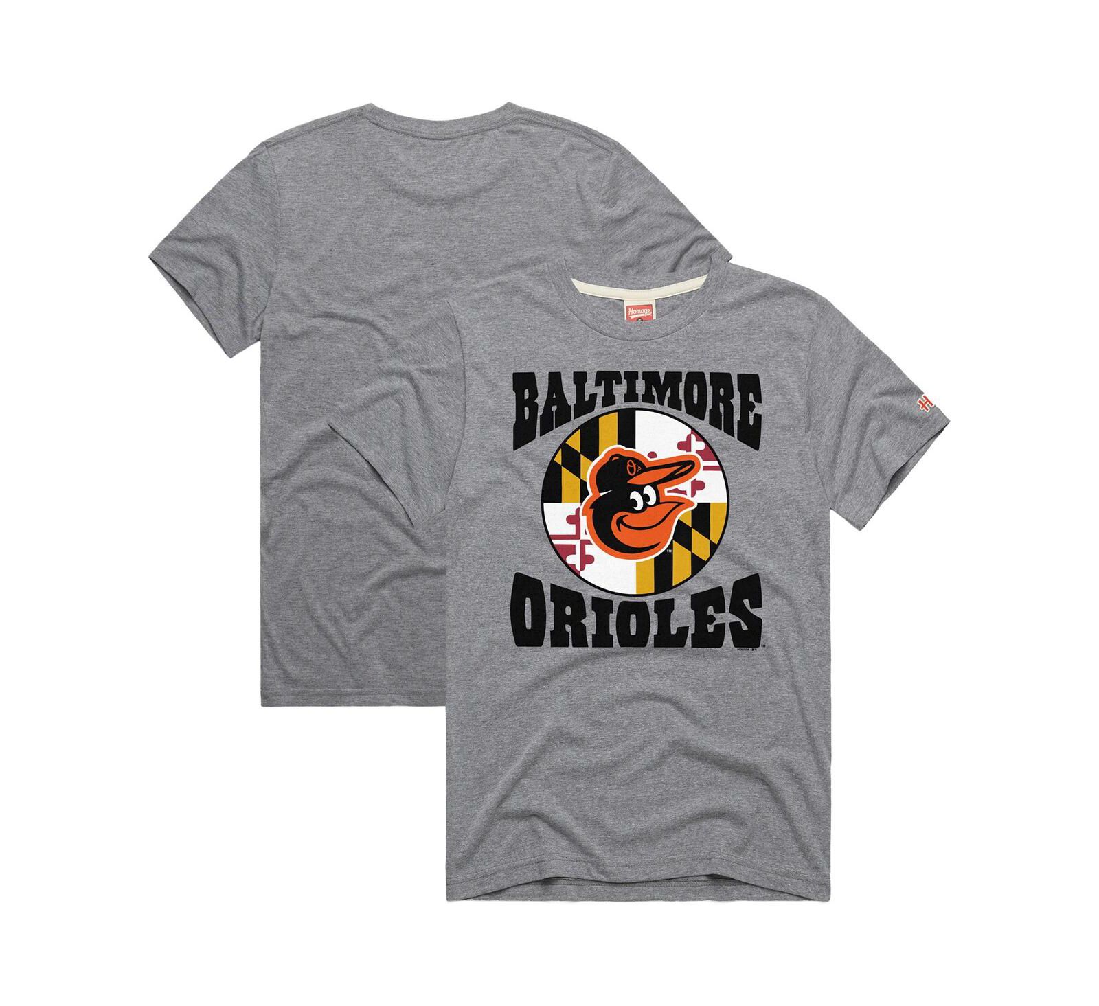 Homage Men's Gray Baltimore Orioles Hyper Local Tri-Blend T-Shirt