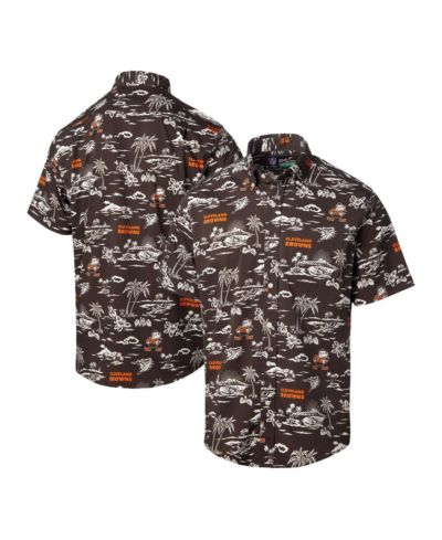 Reyn Spooner Мужская рубашка с коротким рукавом Cleveland Browns Kekai Print