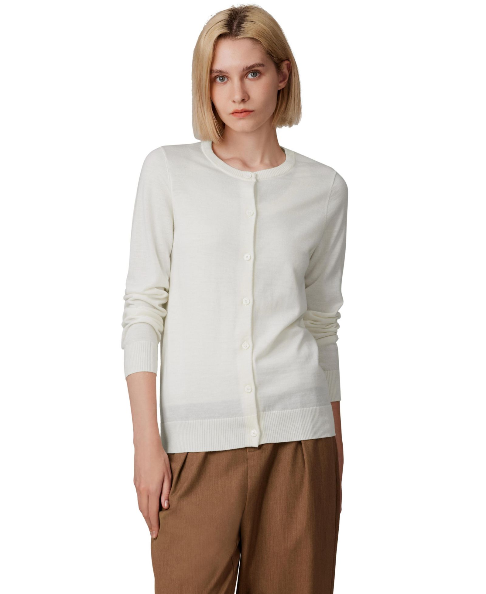 JENNIE LIU Women's 100% Merino Wool Light Weight Cardigan | Ultra Soft Fine-gauge Sweaters Machine Washable