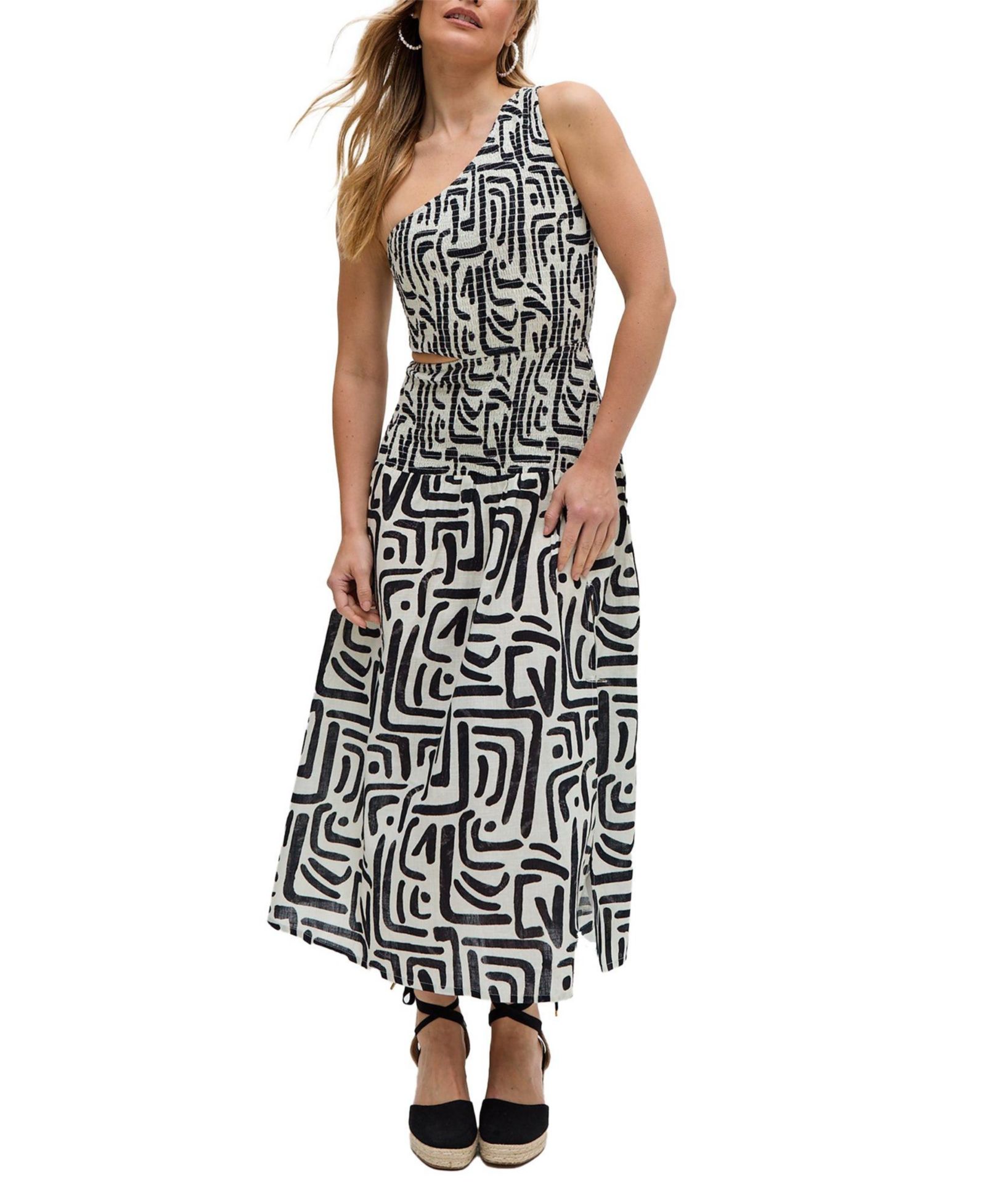 Женское миди-платье Raffya Women's Jazz Jersey One Shoulder Warhol Print