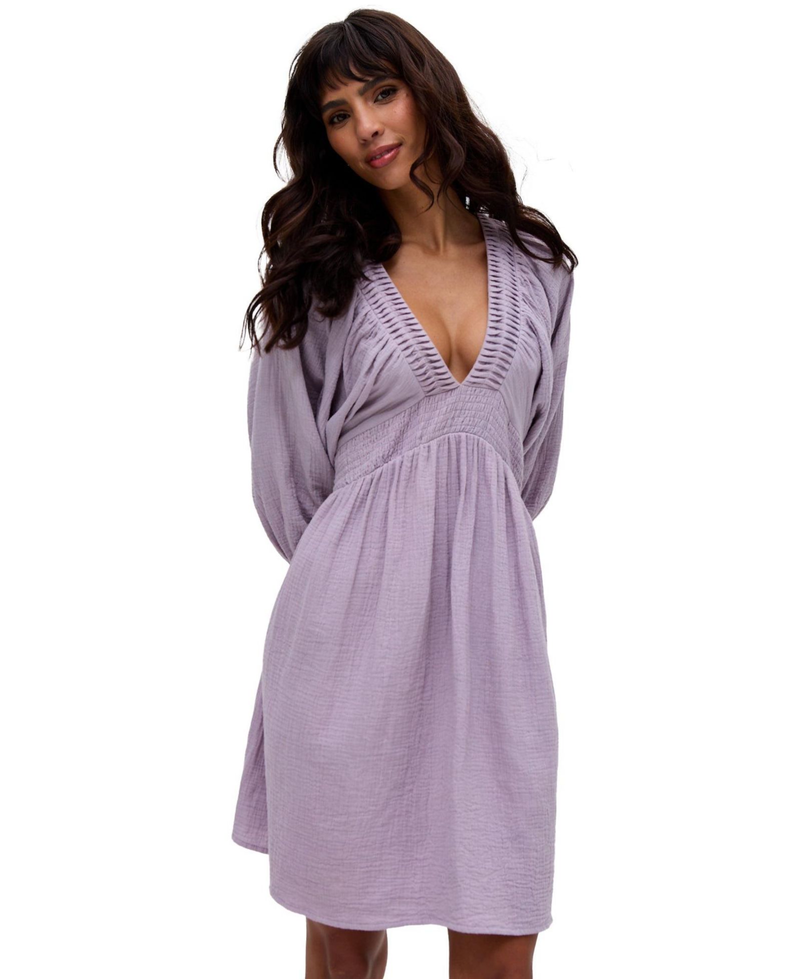 Raffya Women's Soipoi Ruched V-Neck Midi Dress