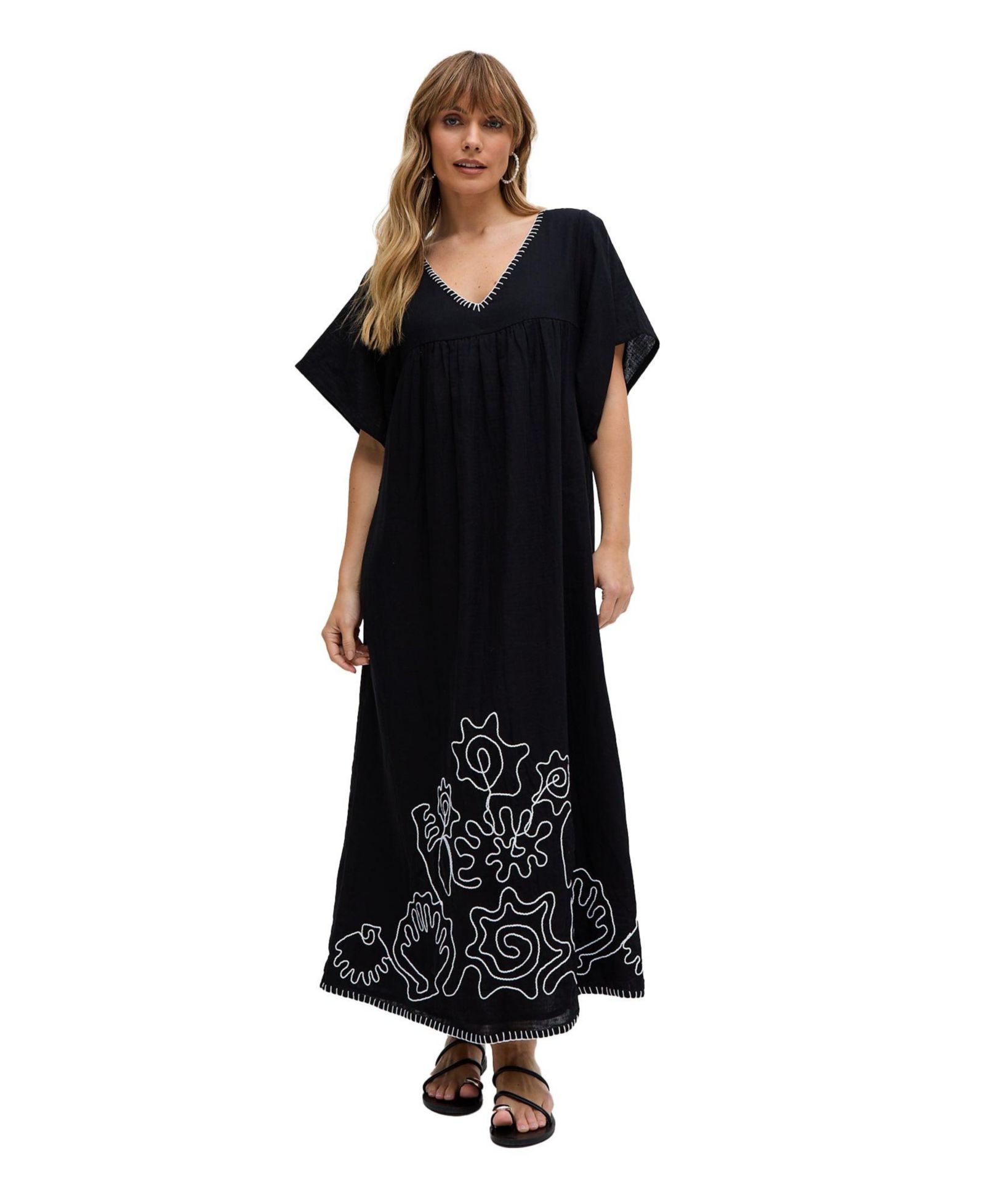 Raffya Женский Candy Tabard Embroidered Hem Midi Dress