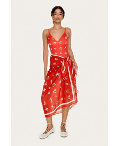 Jessie Zhao New York Women's Beach Sarong Wrap - Red Tides