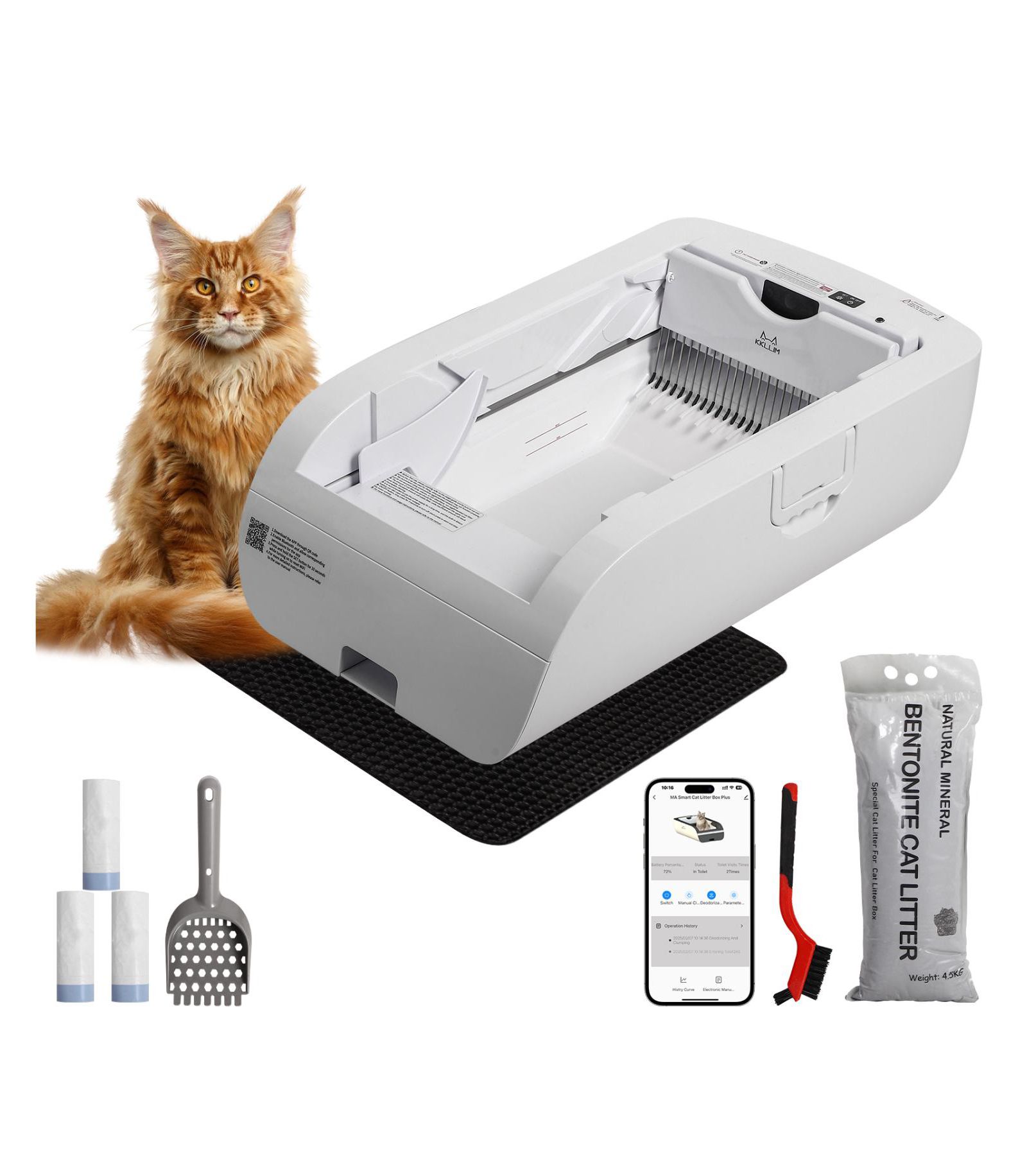 Streamdale Furniture Smart Cat Litter Box Cat Litter Box Wide Opening