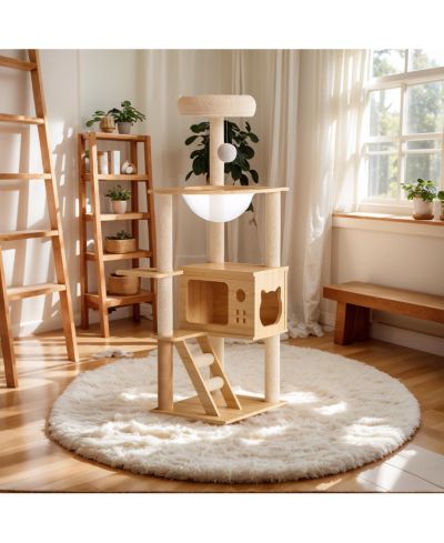 Streamdale Furniture Modern Cat Tower with Scratching Posts and Hammock