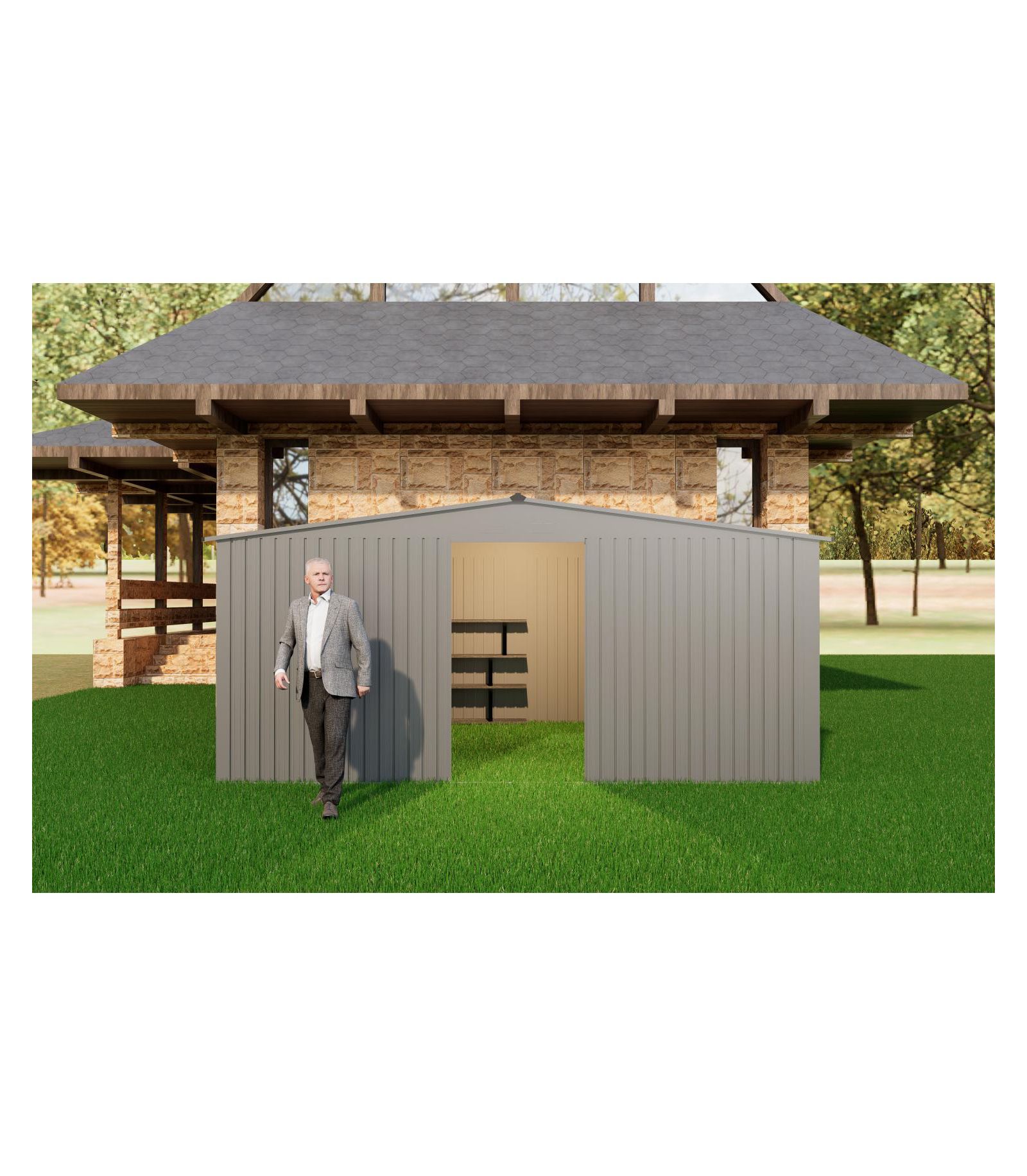 Streamdale Furniture Уличний металлический сарай для дров 13x11 Grey