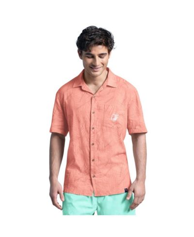 Margaritaville Мужская льняная рубашка с коротким рукавом Coral Baltimore Orioles