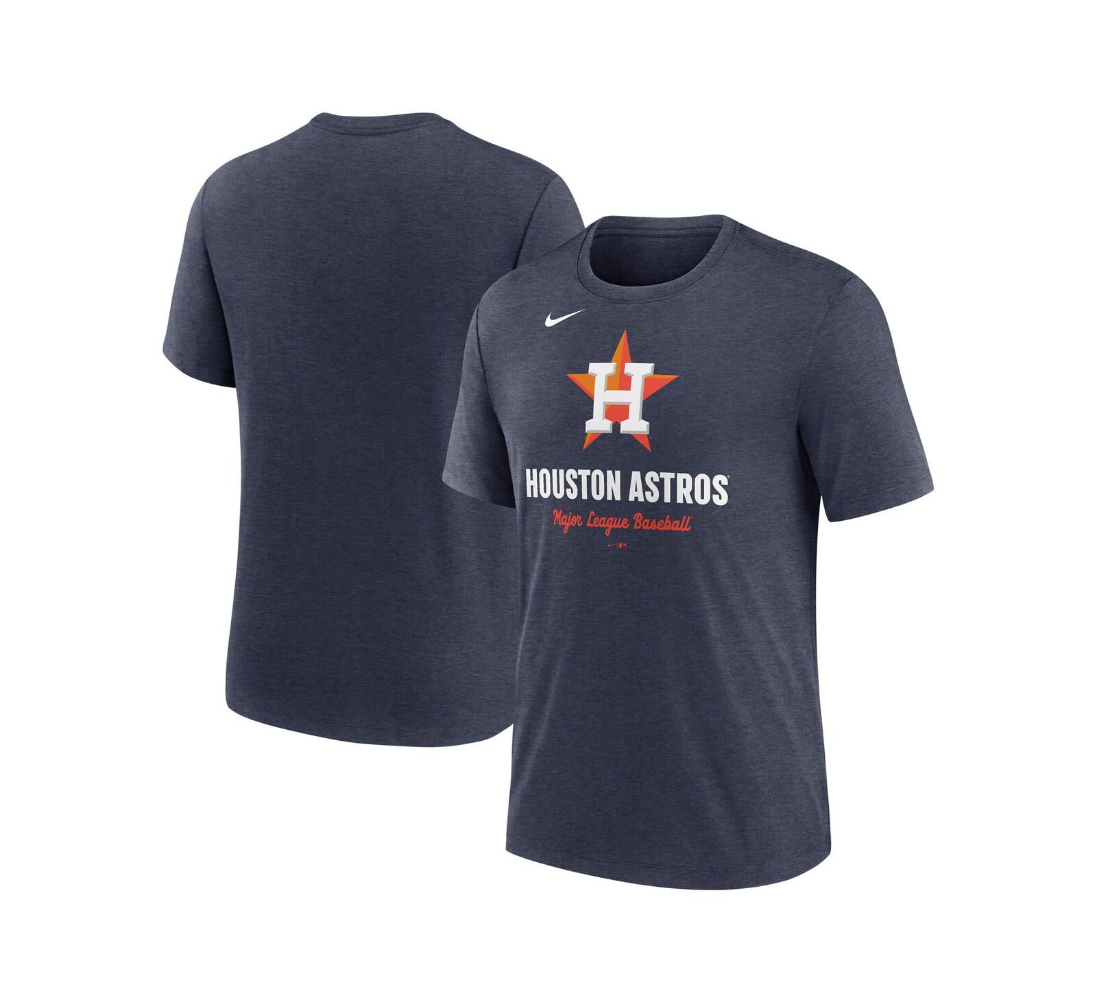 Мужская футболка Nike Houston Astros Logo Tri-Blend, темно-синий меланж