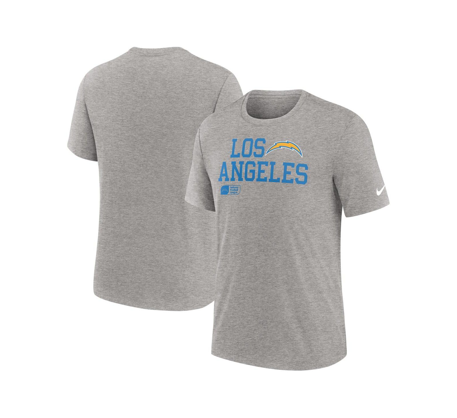 Мужская футболка Nike Heather Gray Los Angeles Chargers Overlap Lockup Tri-Blend