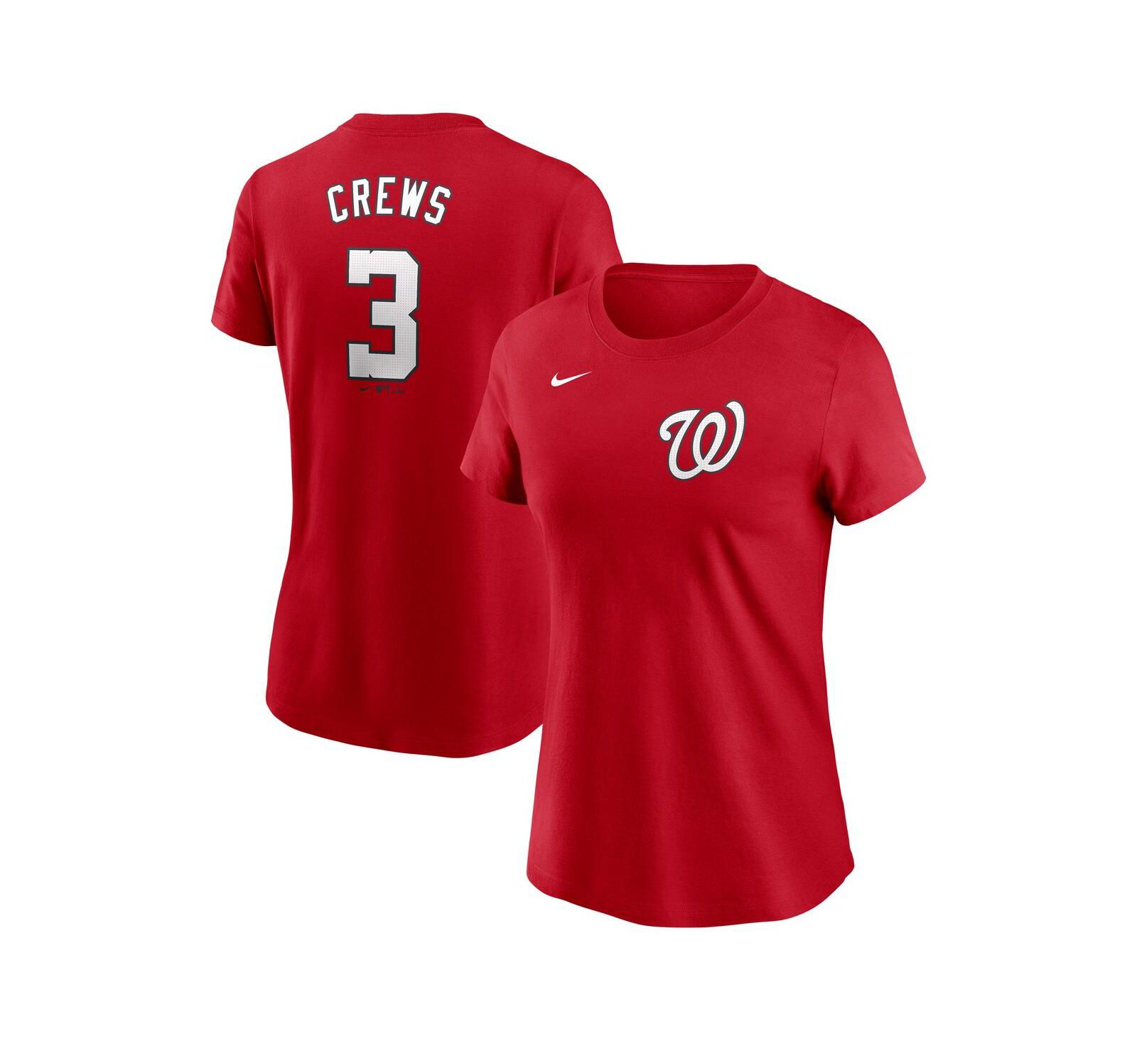 Женская футболка Nike Dylan Crews Red Washington Nationals Fuse с именем и номером игрока