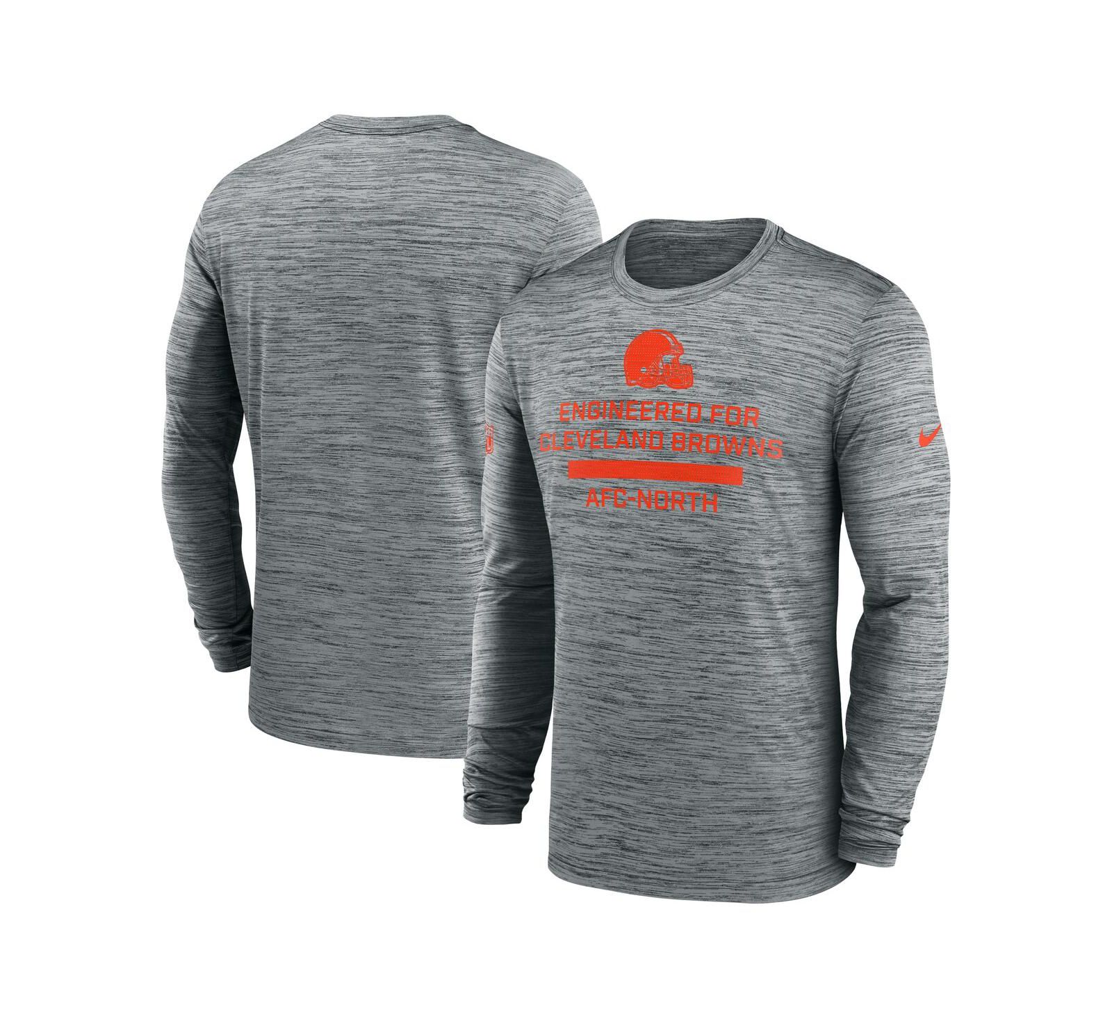 Nike Men's Gray Cleveland Browns Sideline Velocity Performance Long Sleeve T-Shirt