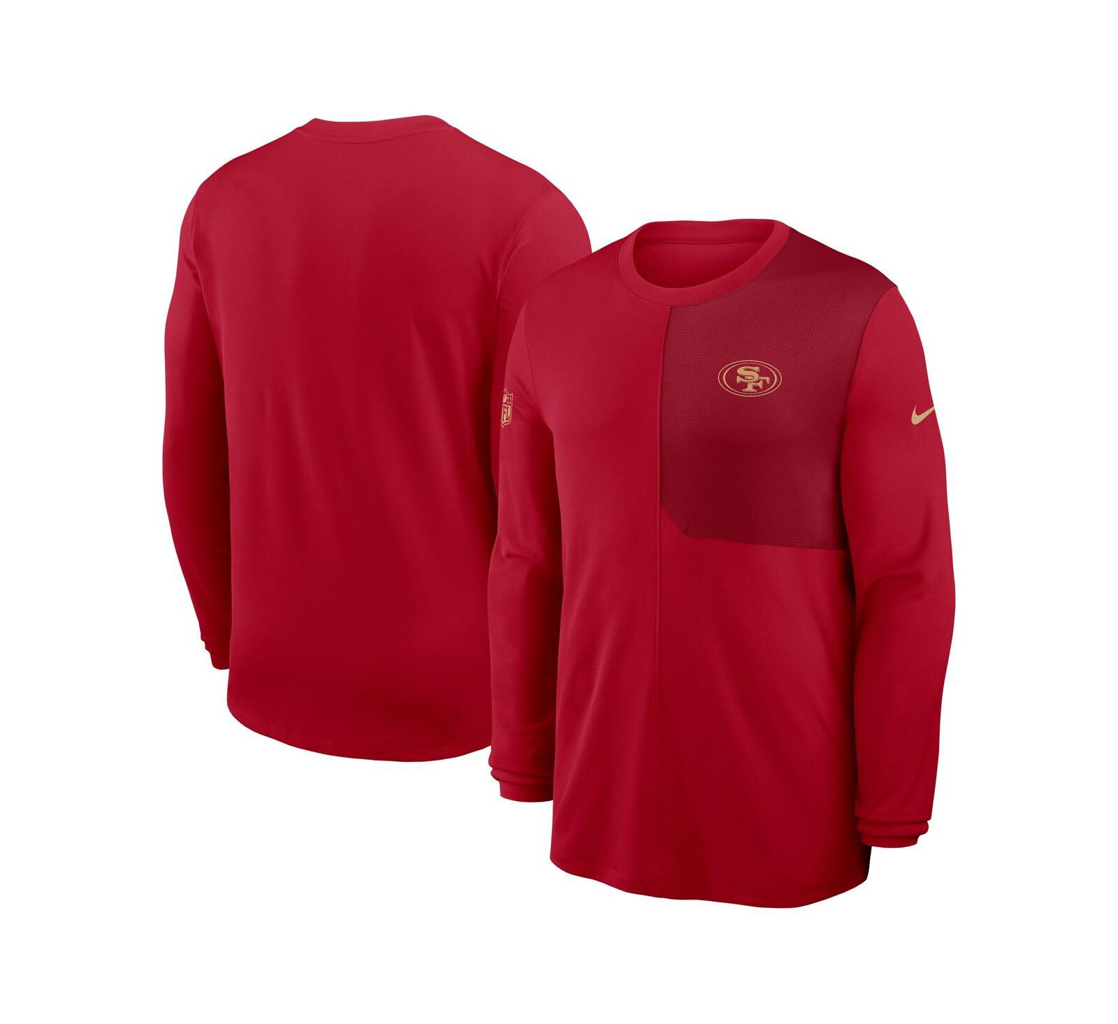 Nike Men's Scarlet San Francisco 49ers Sideline Coach UV Performance Long Sleeve T-Shirt