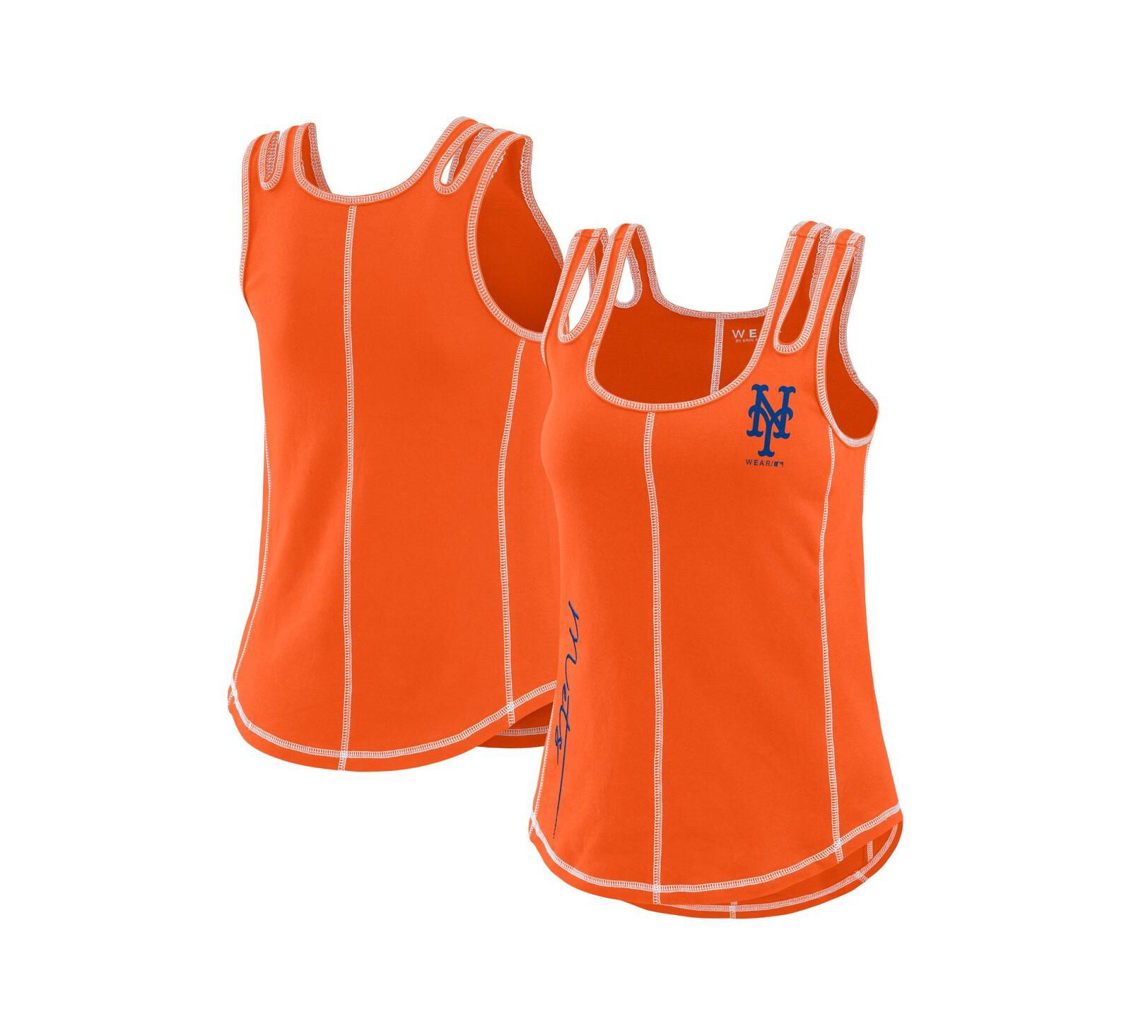Женский майка WEAR by Erin Andrews Orange New York Mets с контрастной строчкой
