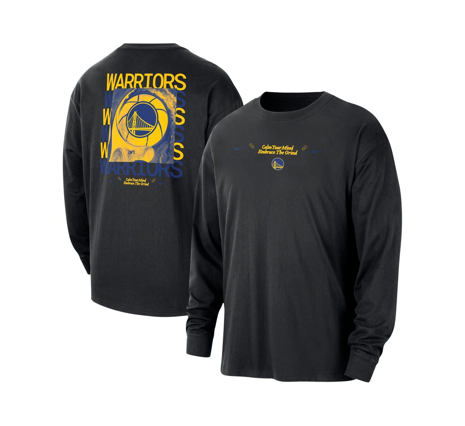 Nike Men's Black Golden State Warriors Courtside Oversized Long Sleeve T-Shirt