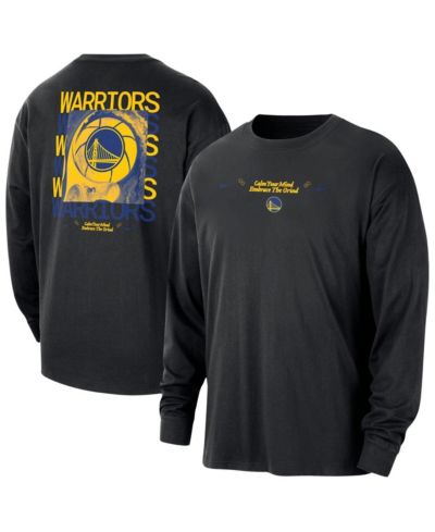 Nike Men's Black Golden State Warriors Courtside Oversized Long Sleeve T-Shirt