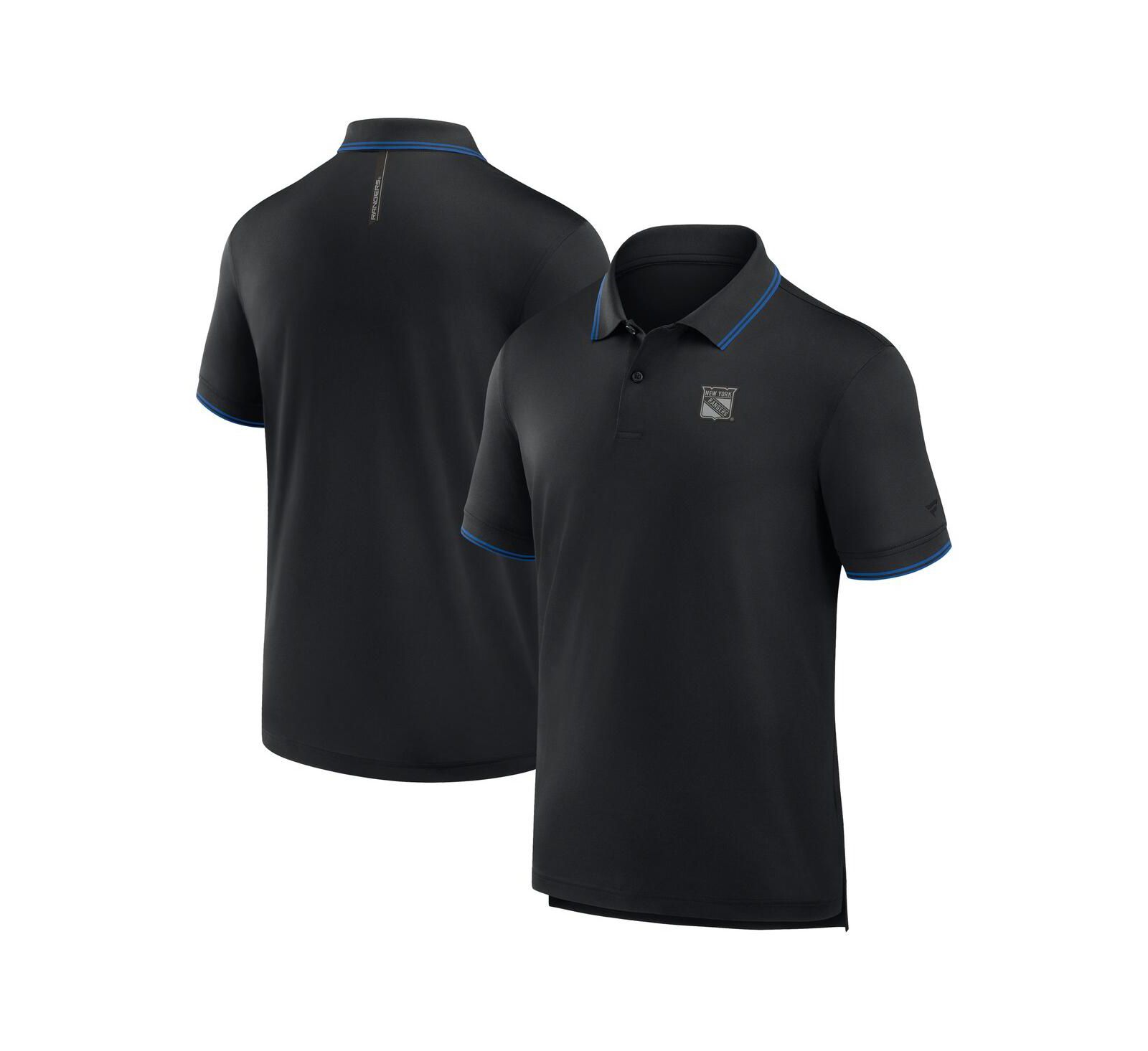 Fanatics Men's Black New York Rangers Front Office Move Mono Polo Shirt