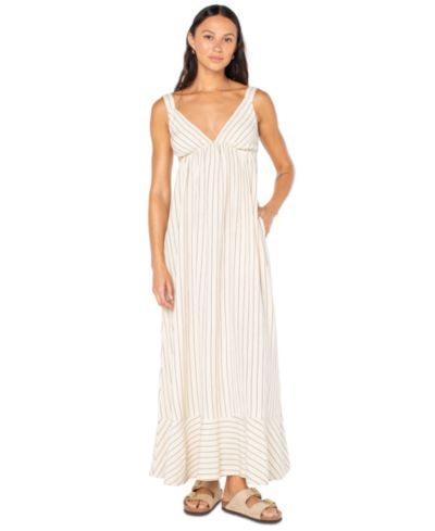 Roxy Women's Wilder Coast Striped V-Neck Tie-Back Maxi Dress