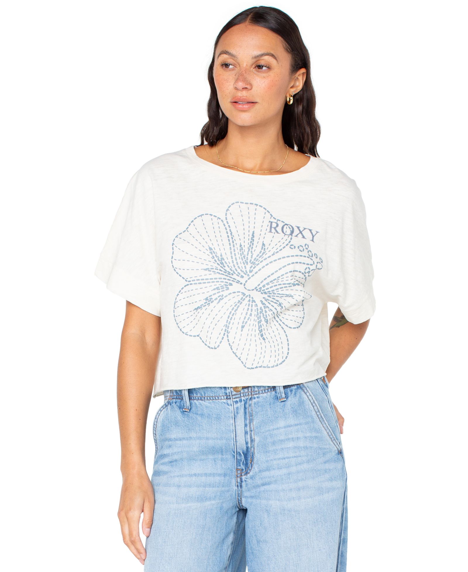 Roxy Женский укороченный хлопковый свитшот Stitched Bloom