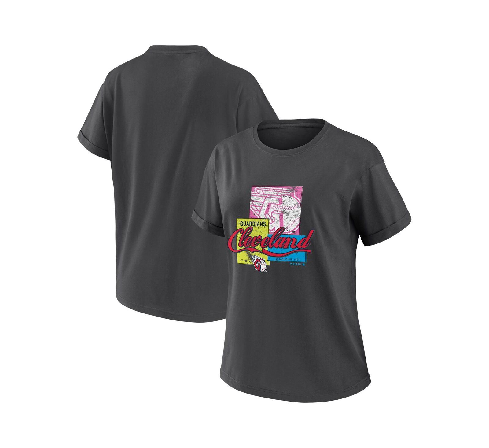 Женская футболка WEAR by Erin Andrews Cleveland Guardians Charcoal Boyfriend