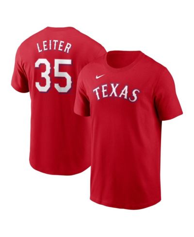 Мужская футболка Nike Jack Leiter Red Texas Rangers Fuse Name & Number красного цвета