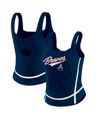 WEAR by Erin Andrews Women's Navy Atlanta Braves Square Neck Tank Top
