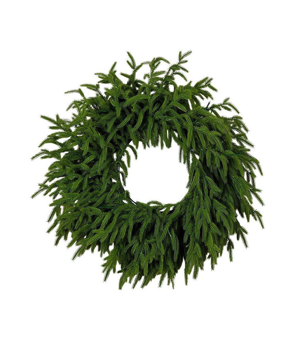 Nearly Natural 20" Pre-Lit Artificial Touch Norfolk Island Pine Wreath LED Lights