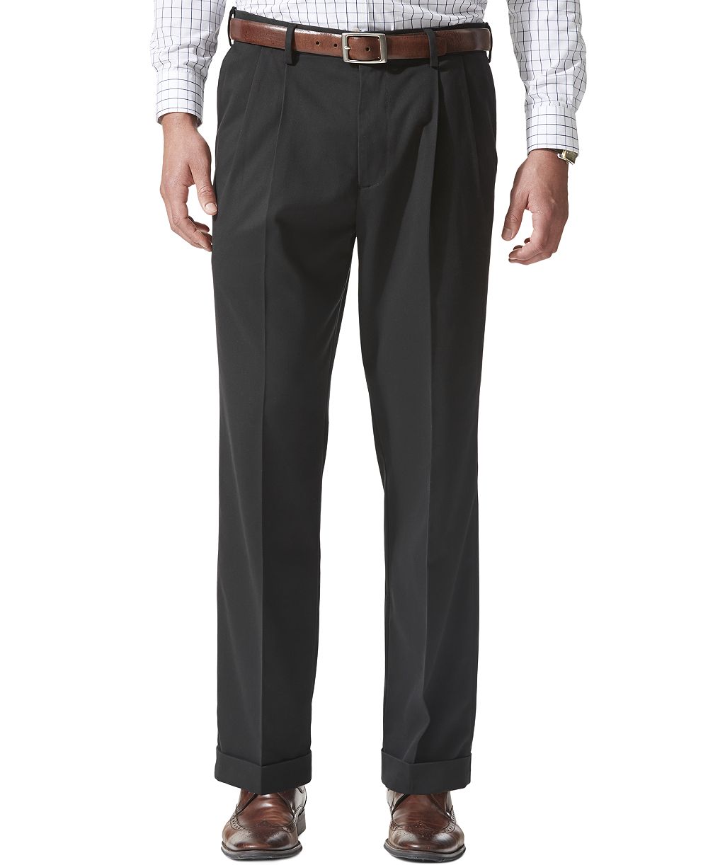 Dockers Men's Comfort Relaxed Pleated Cuffed Fit Khaki Stretch Pants