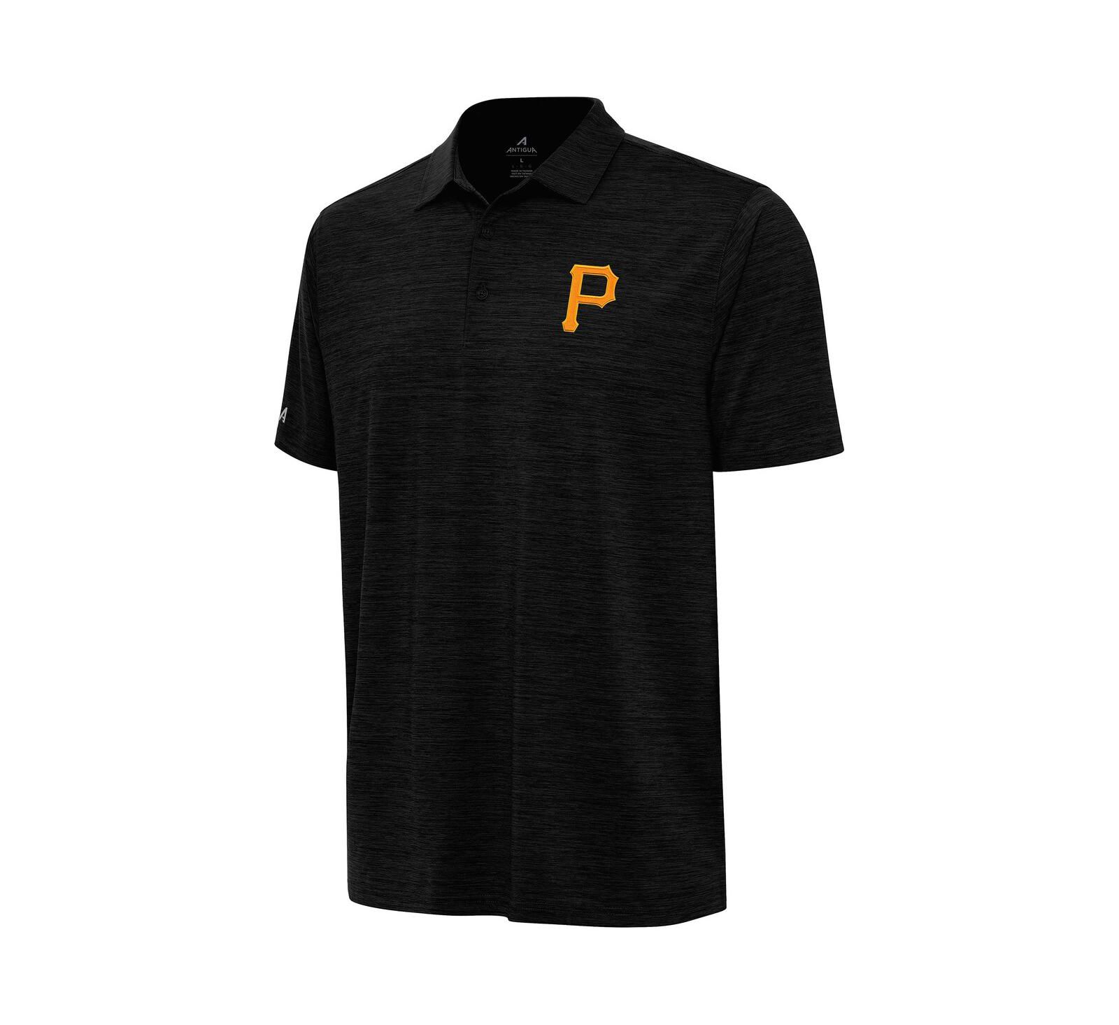 Мужская рубашка-поло Antigua Heather Black Pittsburgh Pirates Layout
