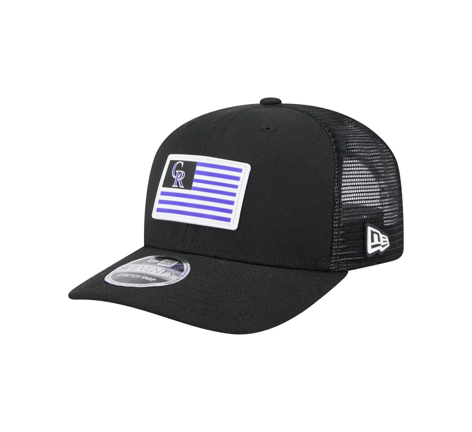 Мужская кепка New Era Black Colorado Rockies Flag 9SEVENTY Stretch-Snap Hat