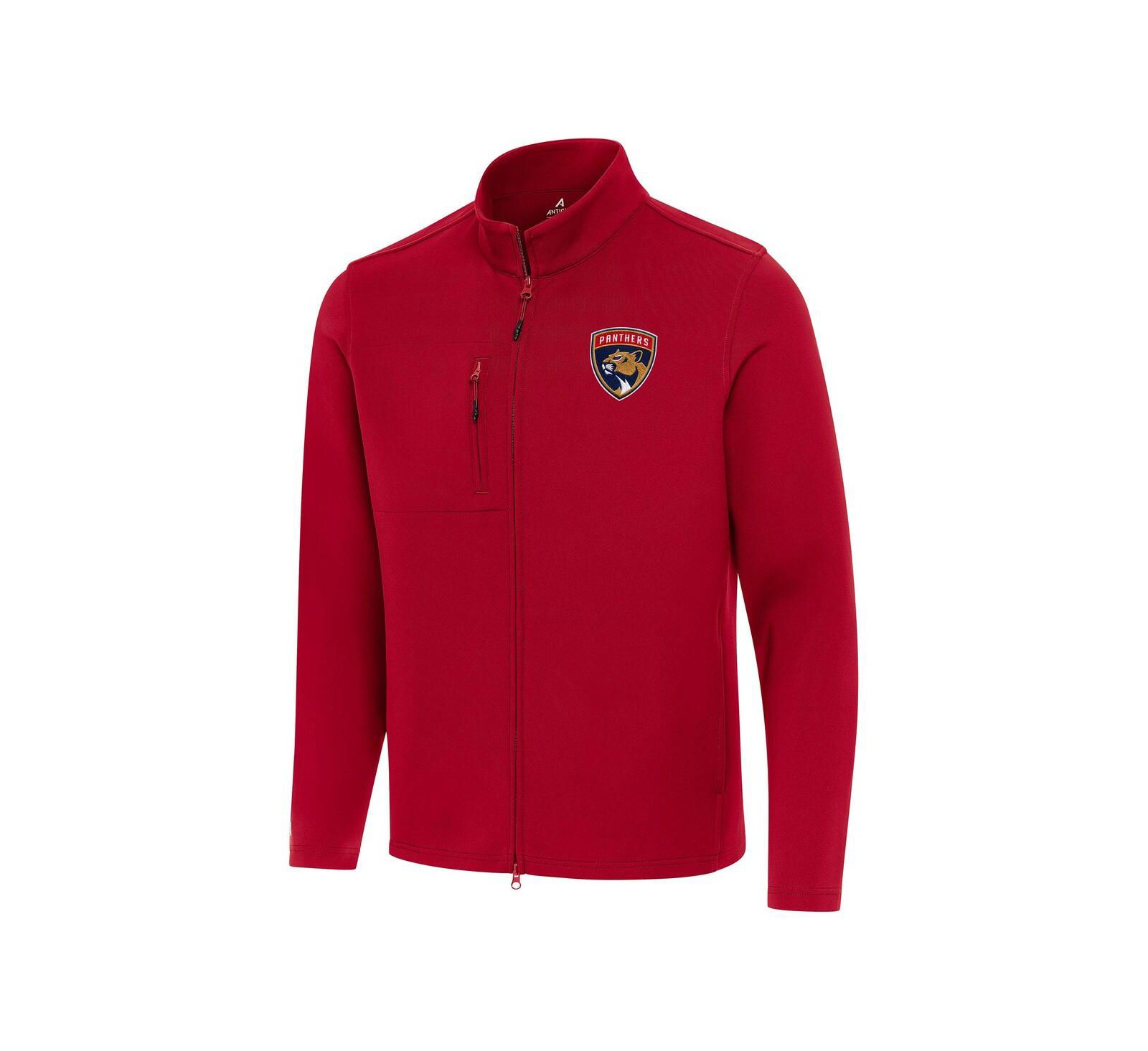 Antigua Men's Red Florida Panthers Objection Double-Peached Full-Zip Jacket