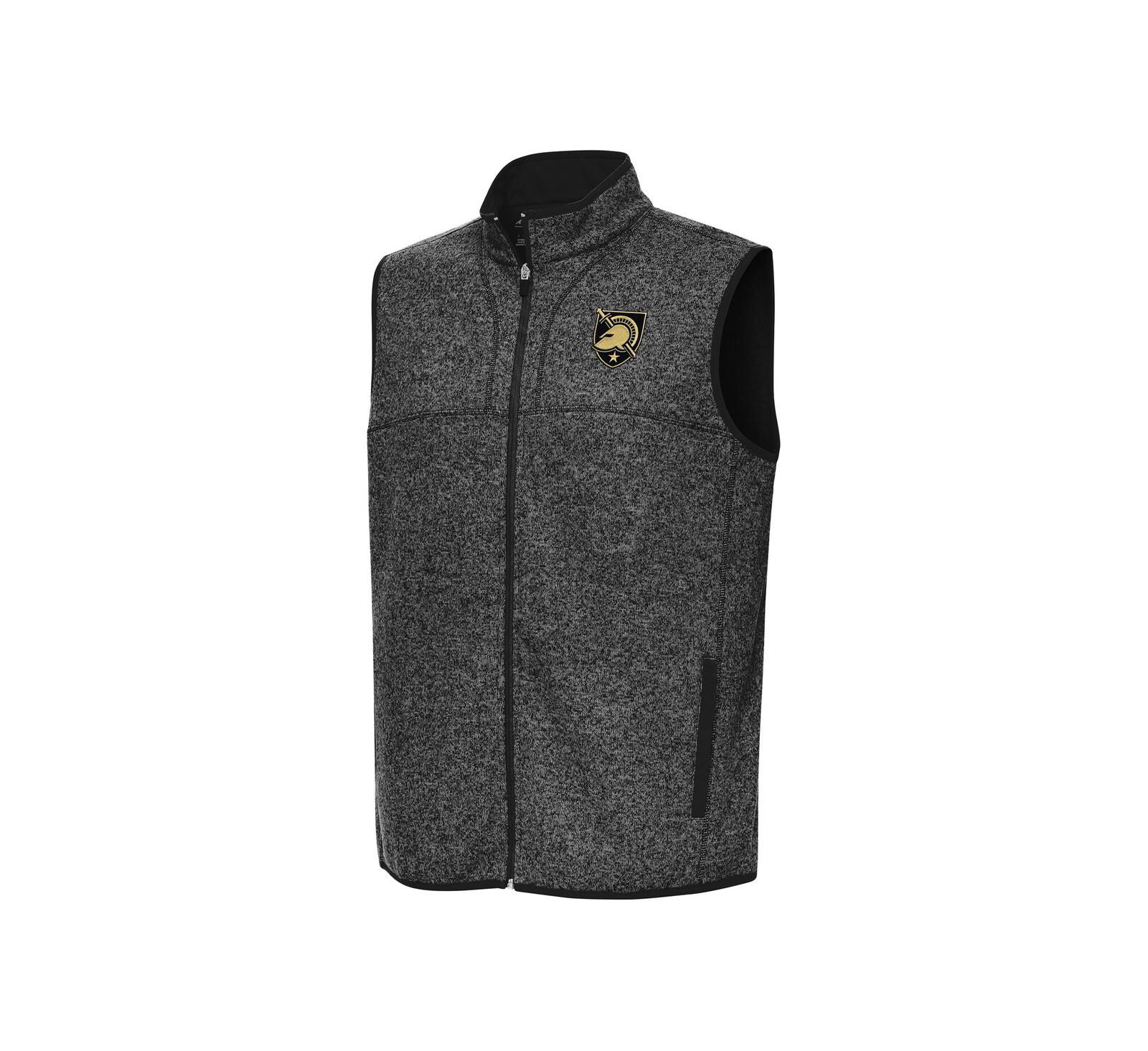 Antigua Men's Heather Black Army Black Knights Fortune Full-Zip Vest