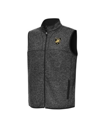 Antigua Men's Heather Black Army Black Knights Fortune Full-Zip Vest