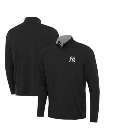 Antigua Men's Black New York Yankees Content Quarter-Zip Hoodie