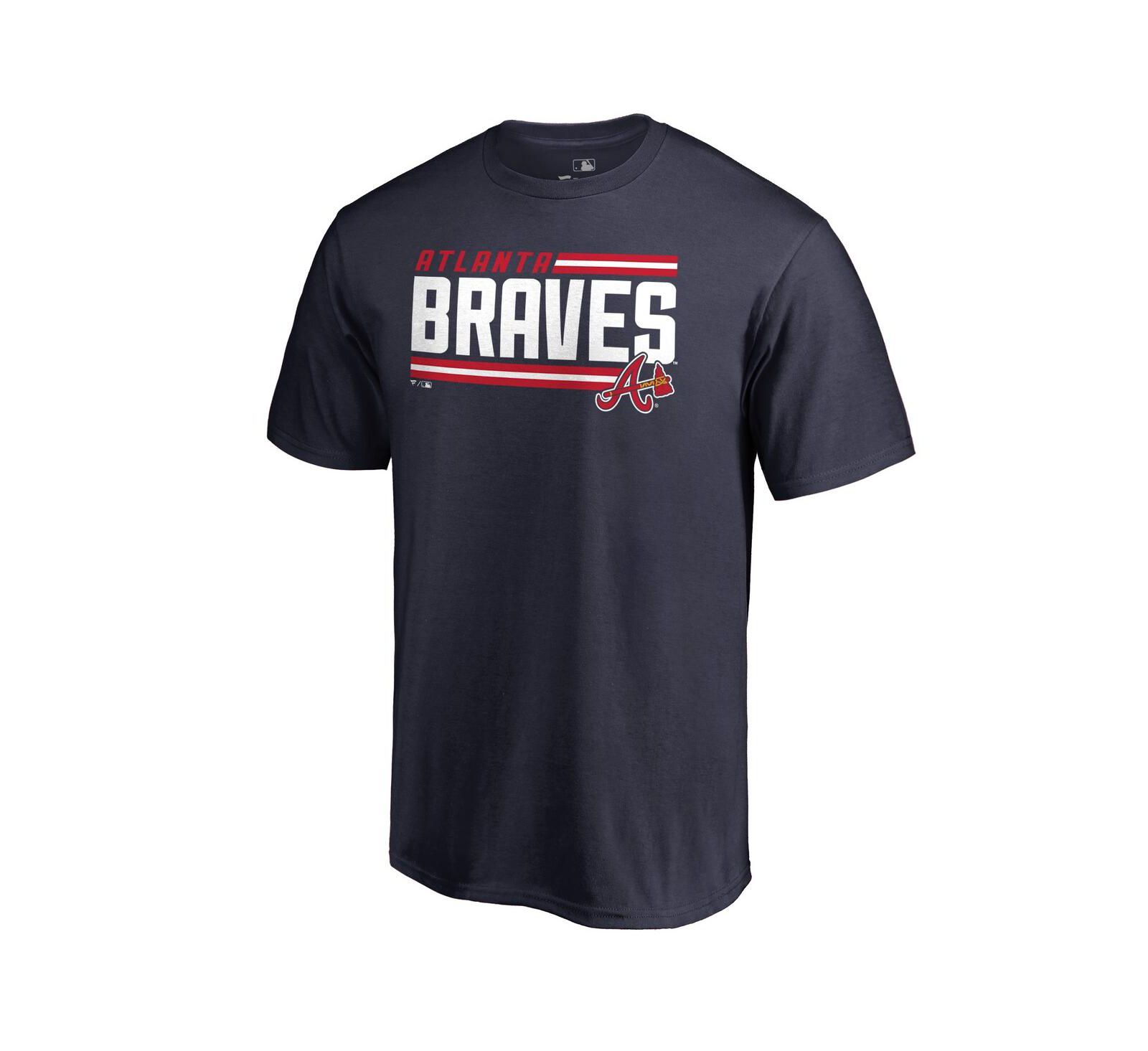 Мужская темно-синяя футболка Fanatics Atlanta Braves Onside Stripe
