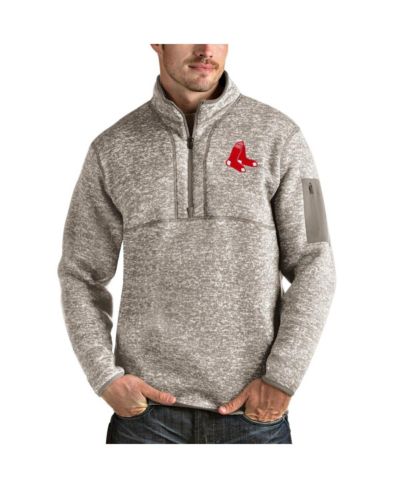 Мужская куртка Antigua Oatmeal Boston Red Sox Fortune Quarter-Zip Pullover