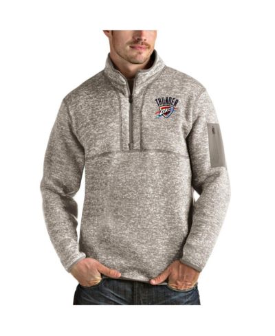 Antigua Men's Natural Oklahoma City Thunder Fortune Quarter-Zip Pullover Jacket